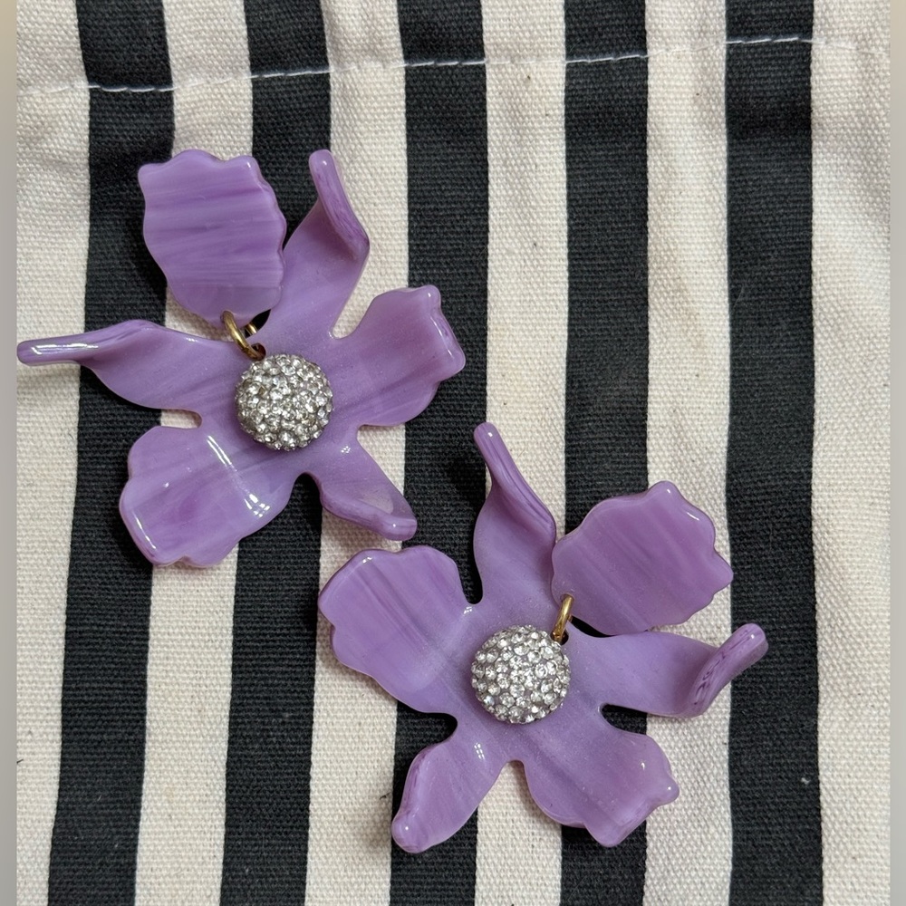 Lele Sadoughi small crystal flower earrings, purple